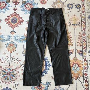 Kenzie Jeans Black High Waisted Straight Leg Faux  Leather Pants Size 12 W31